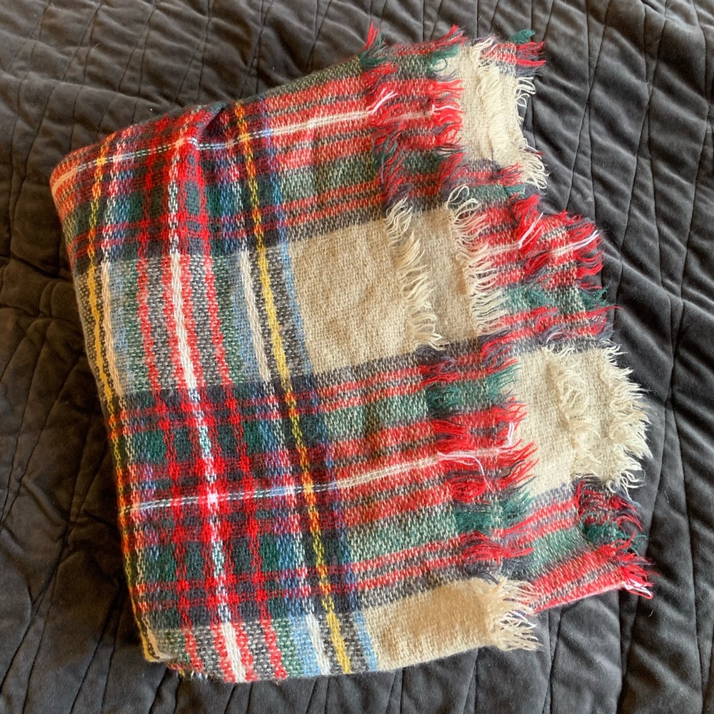 Plaid blanket scarf